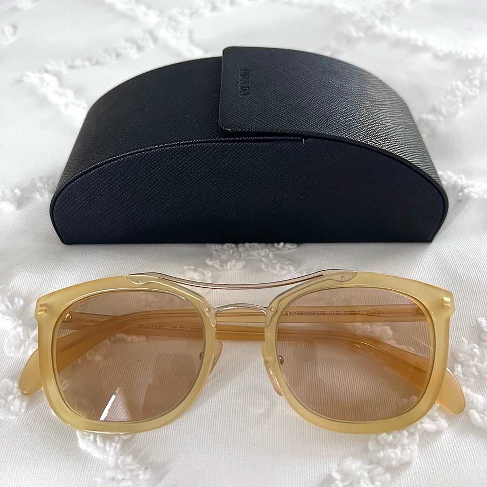 Prada Women’s Yellow Aviator Designer Sunglasses